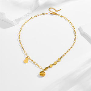 Gioielli da Donna in Acciaio Inossidabile alla Moda - Collana con Caratteri Cinesi - Ciondolo Piccolo Lucchetto Dorato Simbolo di <span class=keywords><strong>Pace</strong></span> e Felicità - Product Image 2