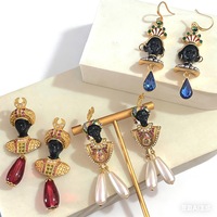 Boucles d'oreilles vintage, chefs tribaux indiens et arabes, figures égyptiennes anciennes, exotiques pour femmes