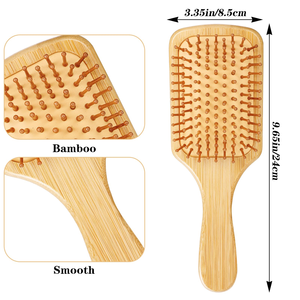 Brosse à cheveux en bambou avec logo personnalisé, brosse à cheveux en bois, peigne de massage, brosse à cheveux à picots en bambou, peignes démêlants - Product Image 2