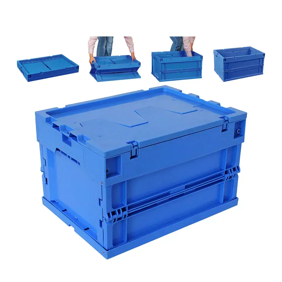 Plastic crate low price wholesale logistics turnover crate foldable stacking crate with cover