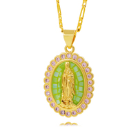 Pendentif Vierge Marie plaqué or 18 carats, esthétique coquette, haute brillance, cadeau Fête des Mères, bijoux pour la première communion et les bénédictions