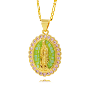 Colgante <span class=keywords><strong>de</strong></span> la <span class=keywords><strong>Virgen</strong></span> María Chapado en Oro <span class=keywords><strong>de</strong></span> 18K, Estilo Coqueta, Alto Brillo, Regalo para el Día <span class=keywords><strong>de</strong></span> la Madre, Joyería para Primera Comunión - Product Image 5