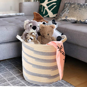 New fashion style cotton rope woven laundry bags foldable storage baskets