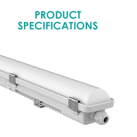 Barre lumineuse LED d'urgence tri-étanche connectable, luminaire de plafond étanche 1200 mm pour garage commercial, usine alimentaire, certifié CE