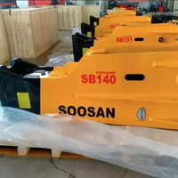 Marteau brise-roche hydraulique SB140 pour excavatrices de 34-42 tonnes, diamètre de la pointe de 155 mm, couleur jaune, garantie 1 an, usage minier