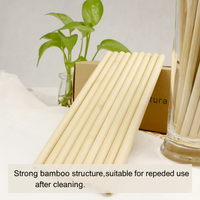 Pailles en bambou réutilisables Bambaw - Écologiques avec brosse de nettoyage et pochette - Lot de 6 - 8,7'' Fabriqué en Chine