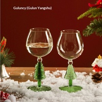 Verre à vin en verre borosilicate, design original, fait main, en acier brossé, en forme de sapin de Noël, cadeau idéal pour la décoration de Noël