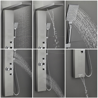 Système de panneau de douche, kits de douche avec diviseur, 5 fonctions, finition chromée moderne, colonne de robinet de salle de bain, installation facile