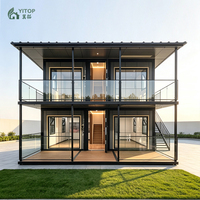Maison préfabriquée moderne en acier à 2 étages, pliable, avec installation facile, 3 chambres, design extensible, toit plat, maisons préfabriquées