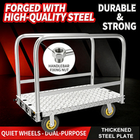 Chariot à plateforme pliable en acier à quatre roues HENITUER ST120 - Chariot à main personnalisable OEM avec clôture pour cage de stockage pour entrepôt