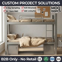 Lit superposé double en métal avec armoires de rangement, design démontable, lit double en acier pour chambre à coucher, dortoir scolaire, taille double