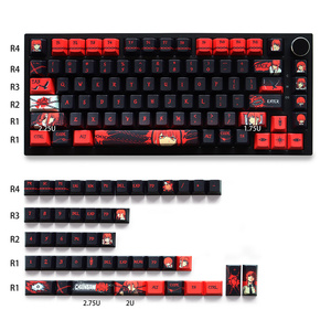 Capuchons de touches de <span class=keywords><strong>clavier</strong></span> à thème noir et rouge, 129 touches en PBT, par sublimation, profil Cherry, pour <span class=keywords><strong>clavier</strong></span> mécanique à interrupteurs Mx 61/104 - Product Image 2