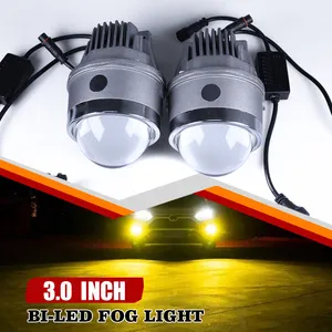 Lampu proyektor LED Bi 90W, lampu kabut Universal 3 inci kit retro cocok untuk Toyota untuk Nissan untuk Honda laser lampu kabut