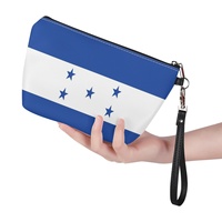 Pochette de voyage en PU avec drapeau national personnalisé du Honduras pour les voyages à l'étranger, rangement de cosmétiques et approvisionnement en gros