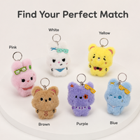 Porte-clés en peluche Kawaii, pendentif en forme de personnage mignon avec nœud brodé, breloque de sac de dessin animé pour accessoires de sac à dos