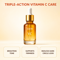 Sérum Visage Liquide Éclaircissant à la Vitamine C OEM ODM, Léger, pour le Contour des Yeux, Unifiant le Teint, Raffermissant, Marque Privée