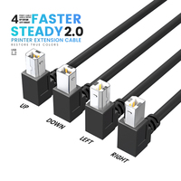 Cable de Extensión USB B Macho a USB B Hembra de Montaje en Panel de Primera Calidad con Bloqueo de Tornillo para Impresoras y Dispositivos de Oficina