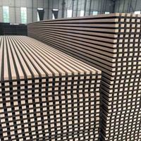 Panneau mural insonorisé en fibre de polyester de surface en chêne teck MDF décoration intérieure panneau anti-bruit insonorisant