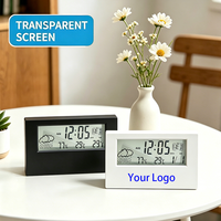 Hygromètre Thermomètre Multifonctionnel d'Intérieur, Compteur de Température et d'Humidité, Horloge de Bureau en Plastique avec Alarme, Calendrier, Écran LCD Clair, OEM
