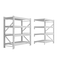 Étagère d'entrepôt pliable à 4 niveaux, réglable, sans boulons, en acier, finition enduite de poudre durable, construction laminée à froid, usage léger