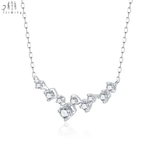 Latest Necklace Designs High Quality 18K White Gold Real Natural Diamond Delicate Diamond Fine Jewelry Necklace For Lovely Girl
