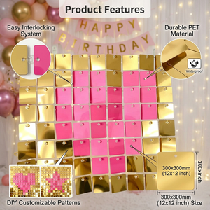 Wholesale PET Wind Spinner <b>Sequin</b> <b>Wall</b> <b>Panel</b> Free Splicing Custom Pattern Shimmer Backdrop for Event Photo Booth - Product Image 2