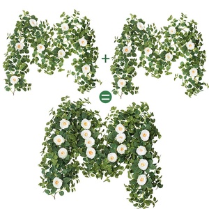 Venta directa de fábrica Camelia densa hoja de dinero vid Flor de seda Artificial arreglo de pared boda flores decorativas plantas - Product Image 4