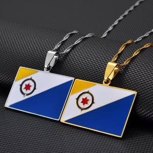 Collar de cadena de mapa de la isla de Bonaire de acero inoxidable esmaltado chapado en oro de 18 quilates collar con colgante de <span class=keywords><strong>Antillas</strong></span> Holandesas Bonaire - Product Image 3