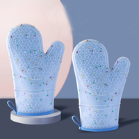 Ensemble de gants de four en silicone transparent avec coque imprimée, doublure en coton, antidérapants, résistants à la chaleur, sans danger pour les aliments, design personnalisé pour la cuisine et le barbecue