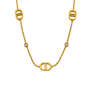 נירוסטה עיצוב אף חזיר שרשרת זירקון סיטונאי 18K מצופה זהב עמיד למים זירקון שרשרת תכשיטי אופנה - Product Image 1