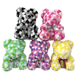 A3133 Creative 40cm Simulation Flower Teddy Bear Wedding Valentine's Day Girlfriend Gift Colorful Artificial Rose Flower Bear
