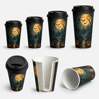 Gobelets à café en papier pour Halloween, livraison directe d'usine, faible MOQ, toutes tailles, gobelets à café écologiques