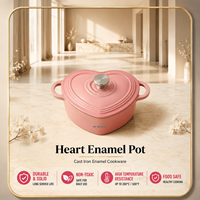 Casserole en fonte émaillée en forme de cœur OEM avec couvercle pour la cuisine et le service à table