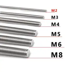 M6-M48 batang berulir Din975 Din976 baja karbon galvanis Q235 batang benang penuh