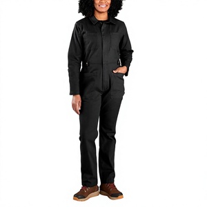 Black <b>Work</b> Coveralls With Multiple Pockets And Long Sleeves For Women - Product Image 3