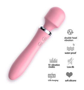 Vibrateur AV pour femmes Rechargeable Masseur vibrant double extrémité avec réglages de vitesse variables Silicone étanche Jouet <span class=keywords><strong>sexy</strong></span> - Product Image 4
