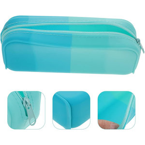 Étui à crayons en silicone AMZ, pochette multifonctionnelle, couleur dégradée, imperméable, léger, portable, avec fermeture éclair, organiseur de crayons - Product Image 4