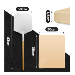 Set <span class=keywords><strong>di</strong></span> 2 Pezzi: Pala per <span class=keywords><strong>Pizza</strong></span> in Cordierite da 15 Pollici e Spatola in <span class=keywords><strong>Alluminio</strong></span> con Manico Lungo Staccabile e Regolabile - Product Image 1