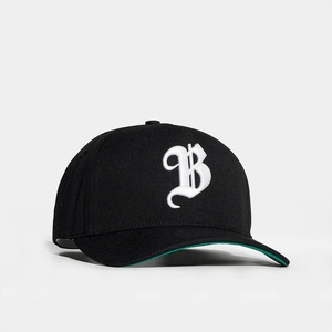 Casquettes brodées 3D noires structurées personnalisées, 5 panneaux, acrylique, snapback - Product Image 5