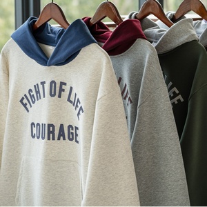 เสื้อสเวตเชิ้ตผ้าฝ้ายมีฮู้ดสีตัดกัน พิมพ์ลายตัวอักษรสีเหล็ก ทรงหลวม ใส่ได้ทั้งชายและหญิง สำหรับฤดูใบไม้ร่วง ไซส์ XL แฟชั่นสตรีท - Product Image 6
