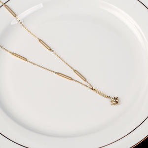 Csja — collier avec pendentif étoile tendance, plaqué or, 18K, en acier inoxydable, étoile irrégulière, pour femmes, tendance, nouveauté, été - Product Image 2