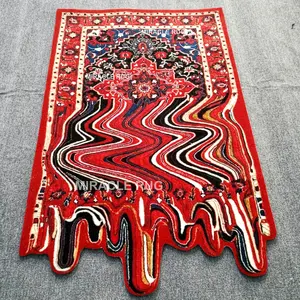 大型纺织地毯手工定制熔化地毯悬挂手工簇绒地毯作为壁挂艺术挂毯