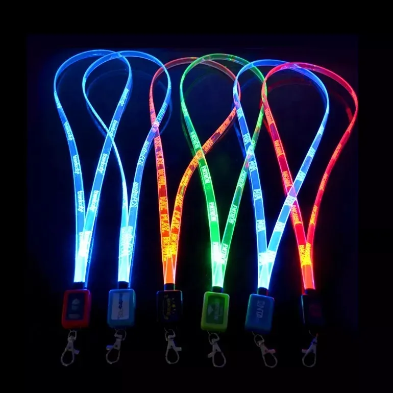 프로모션 TPU 목 스트랩 야외 밤 빛 Lanyards Led 카드 홀더 휴대 전화 끈 사용자 정의 로고