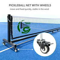 Poste de Pickleball para Cancha Deportiva, Poste de Pickleball con Ruedas Giratorias de Alta Resistencia, Ancho de 6830 mm, Altura de 914 mm, CE