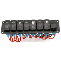 12V noir 7 gang interrupteur panneau acier inoxydable bouton poussoir voiture Marine bateau 4.2A double chargeur Usb prise de courant Led interrupteur à bascule