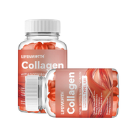 Lifeworth Acide hyaluronique végétalien en forme de coeur Bonbon Ours gommeux Vitamine C Collagène Infusé Sodium Hyaluronate Gummies Poudre