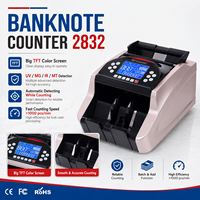 Compteur de billets 2832 avec grande trémie de 300 pièces, sans remplissage, écran TFT, détection UV MG IR MT 3D, comptage de valeur, 1000 pièces/min pour la vente au détail