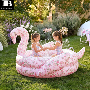 <span class=keywords><strong>Piscine</strong></span> gonflable écologique pour jardin, arroseur d'eau, centre de jeux pour tout-petits, centre de jeux pour pelouse, jardin, cour arrière, cygne rose vintage - Product Image 2