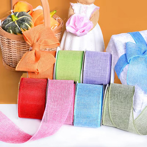 63MM 10Yard/Roll Wholesale Fine Linen Burlap Value Wired Edge Ribbon DIY <strong>Boxes</strong> <strong>Gift</strong> Packing Birthday Halloween Colors <strong>Christmas</strong> - Product Image 2