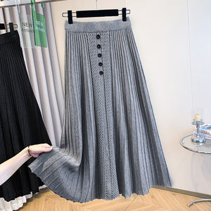 Gonna a trapezio in cotone a vita alta da donna con motivo solido all'ingrosso bellissimo impero lungo traspirante Casual - Product Image 5